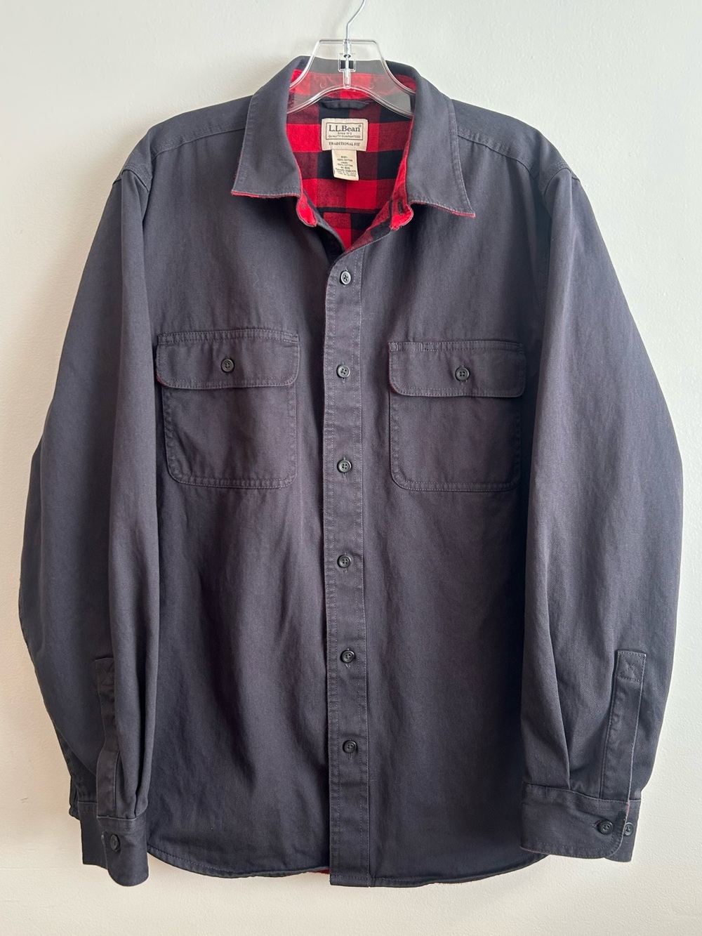 Vintage L.L Bean Hurricane Flannel Lined Button Shirt Jacket Blue